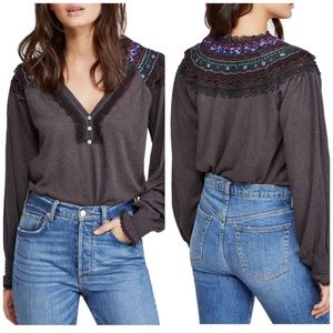 Free People | Siesta Fiesta Black Crochet Top | XS